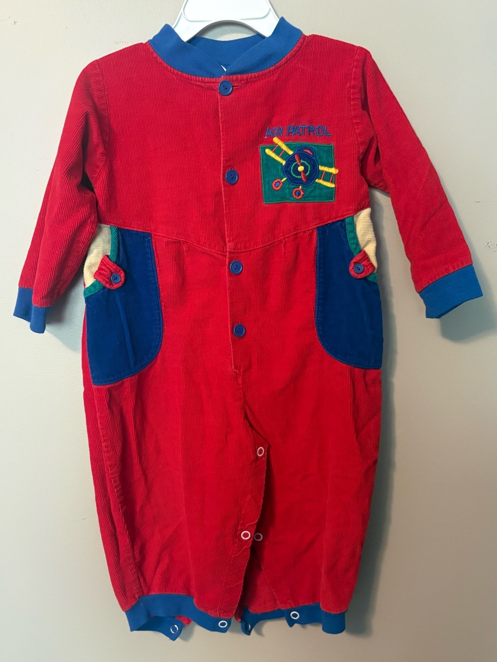 Red Air Patrol Corduroy One-Piece Infant Jumpsuit